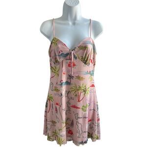 Urban Outfitters Pink Tropical Print Mini Dress